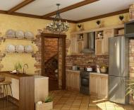 Отделка кухни декоративным камнем: дизайн стены под камень Кухня со стеной из декоративного камня